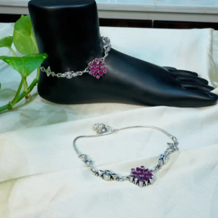 Pink Floral Stone Anklet